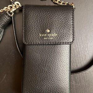 Kate Spade Phone Crossbody Black Pebbled Leather